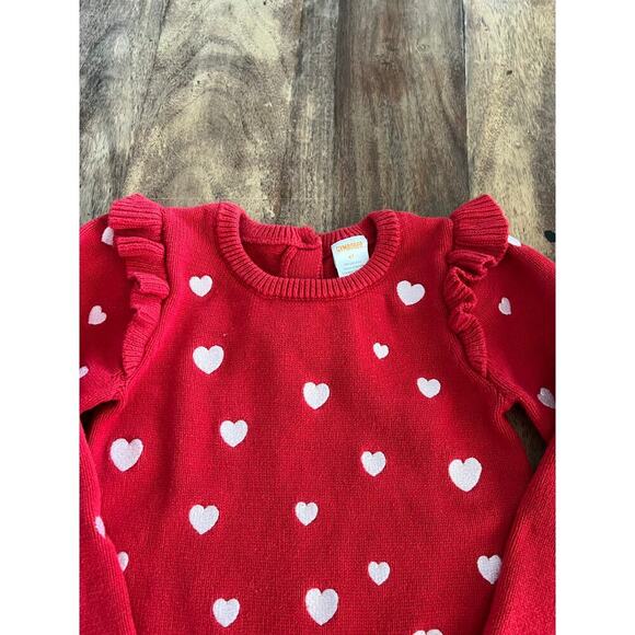 Gymboree Girls Red Long Sleeve Heart Print Sweater Dress Size 4T - Picture 3 of 7